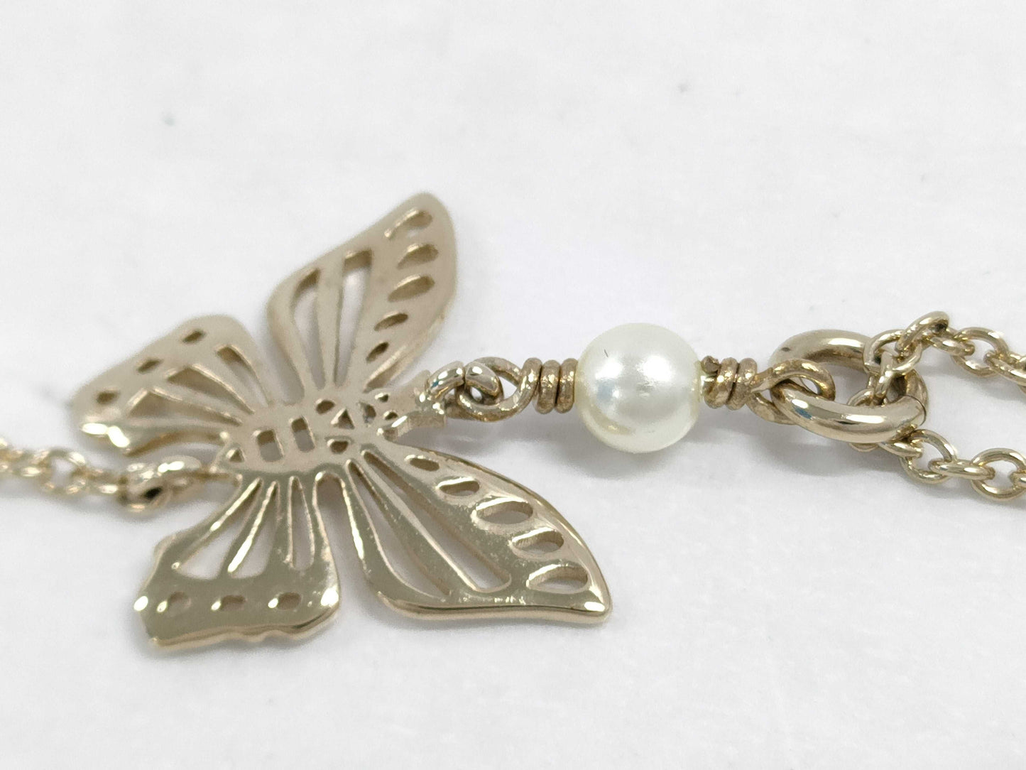 Dior Christian Dior Butterfly Motif GP Faux Pearl Necklace