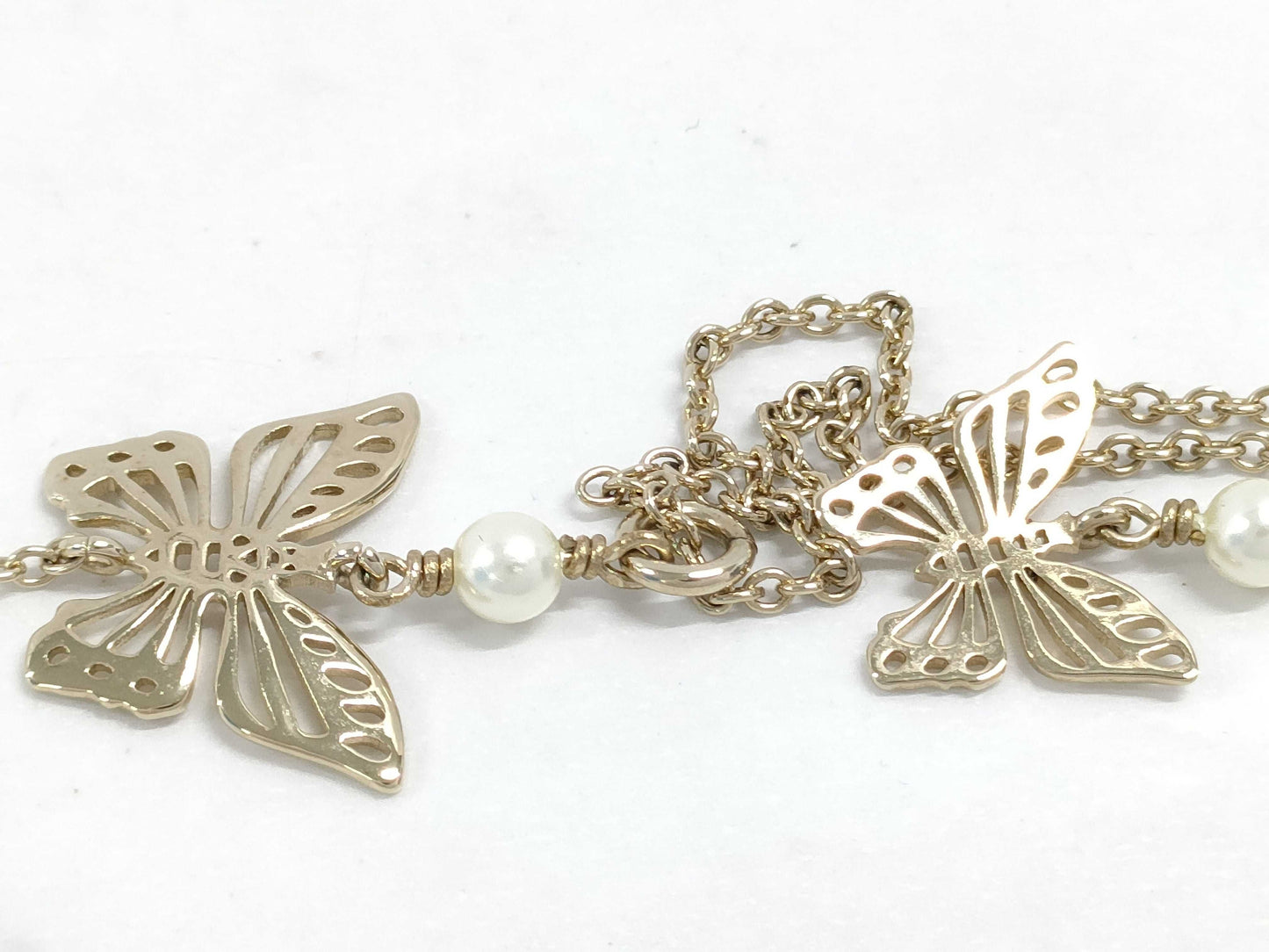 Dior Christian Dior Butterfly Motif GP Faux Pearl Necklace