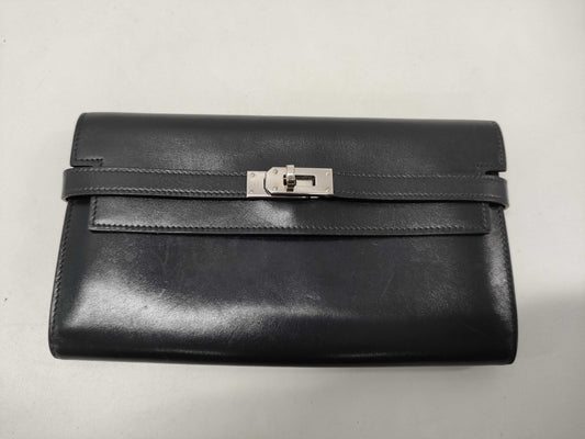 HERMES Kelly Wallet Navy