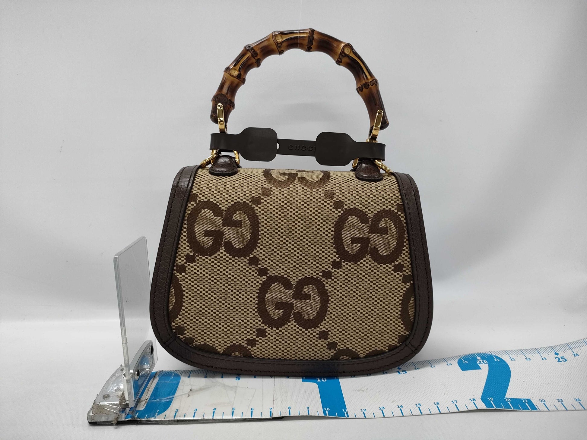 GUCCI Jumbo GG Bamboo Handle Shoulder Bag Handbag