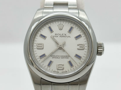 ROLEX 176200 Z640630 Silver Dial Blue Bar Index Women's Watch