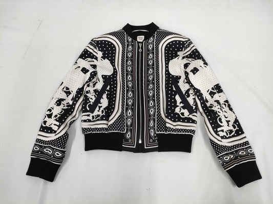 HERMES Hermes silk zip-up jacket 36 jacket