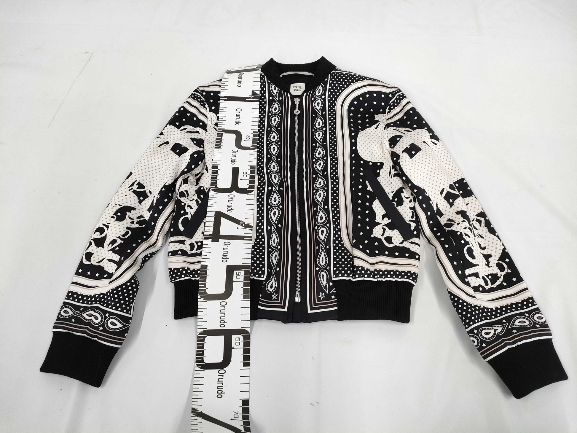 HERMES Hermes silk zip-up jacket 36 jacket