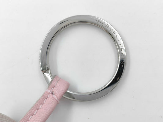HERMES Carmen Key Ring Pink W Engraved Key Case/Key Holder