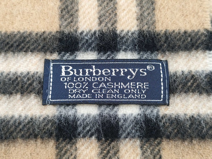 BURBERRY Nova Check Fringe Scarf, Made in England, Cashmere, Beige, Tag Included