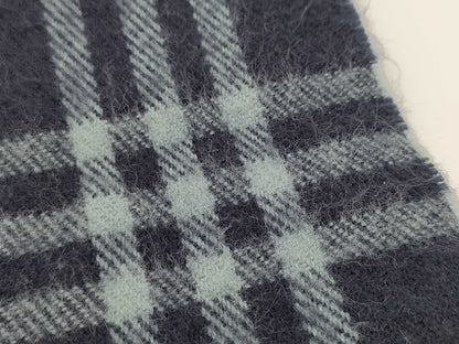 BURBERRY Nova Check Fringe Scarf, Made in England, Lambswool, Navy, Tag Included