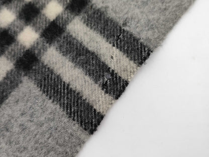 BURBERRY Nova Check Fringe Scarf, Sanyo Shokai, Cashmere, Gray, Tag Included