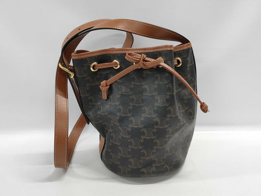 CELINE Small Drawstring Bag / Triomphe Canvas Shoulder Bag