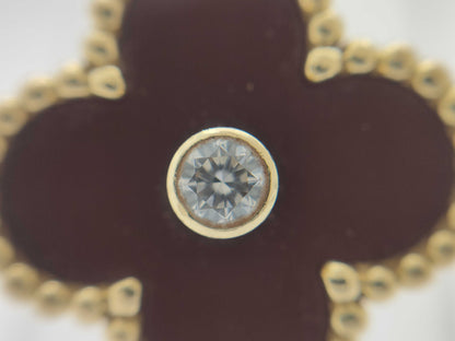 Van Cleef & Arpels Vintage Alhambra #53 Carnelian 1PD Yellow Gold Au750 7.1g Necklace 