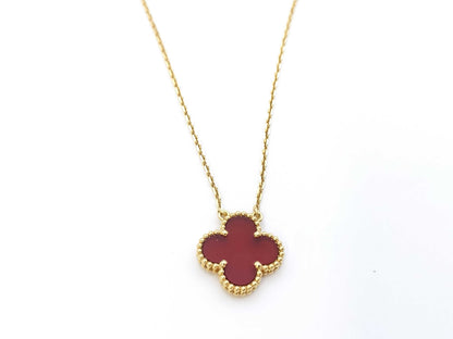 Van Cleef & Arpels Vintage Alhambra Carnelian Necklace in Yellow Gold and Au750, 5.2g 