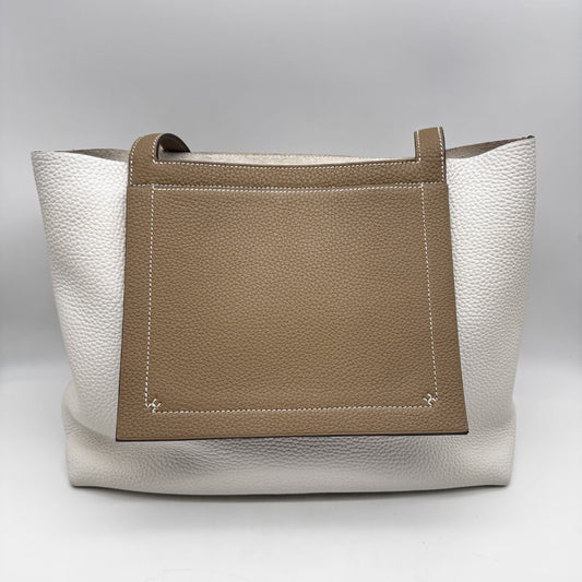 HERMES Cabaseri Color Name/New White Etoupe W31 Box Bag Tag Tote Bag