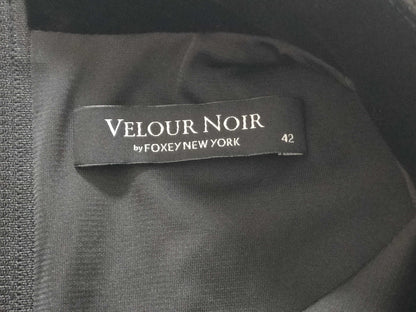 FOXEY Velvet Noir by FOXEY NEW YORK Crystal Pleated Top, Black, Size 42