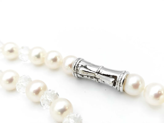 TASAKI Varie Pearl Crystal Silver 74.7g Necklace 