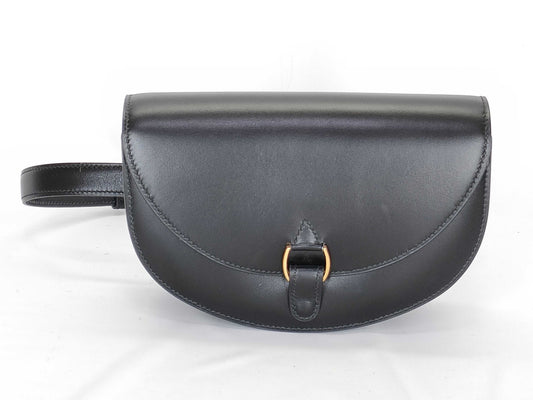 HERMES Black Box Calf Waist Bag with 〇Y Stamp