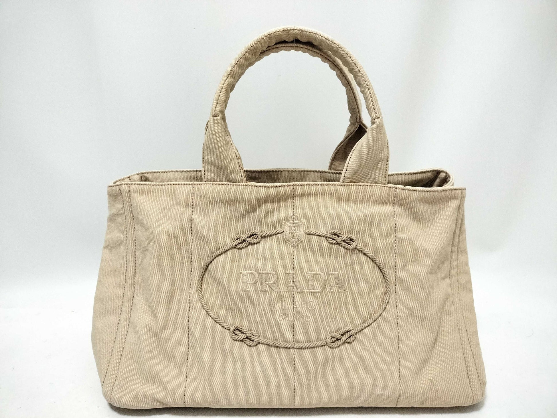 PRADA Prada Canapa Denim Handbag with Triangle Logo