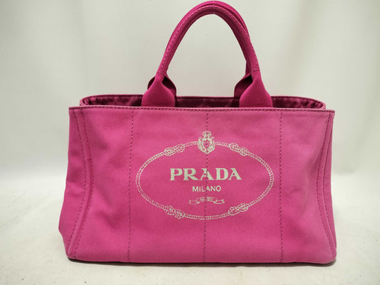 PRADA Prada Denim Canapa Handbag with Triangle Logo