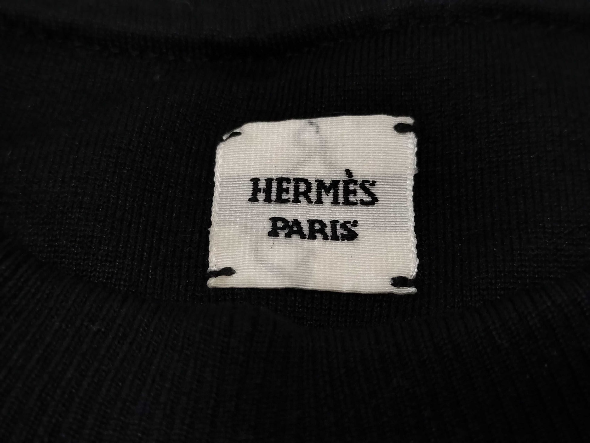 HERMES Serie Long T-Shirt with Patch, Black, Size 34, Tops