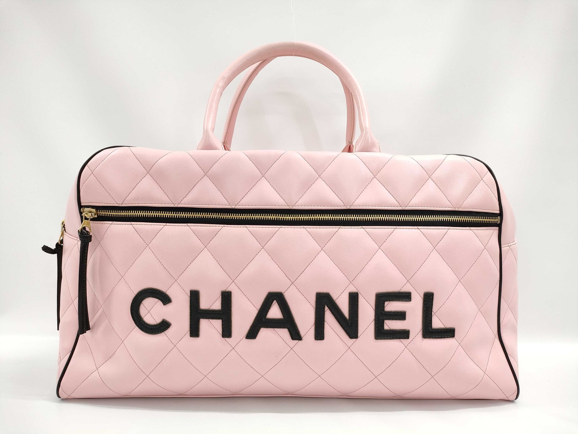 CHANEL Matelasse Boston Bag Pink x Black