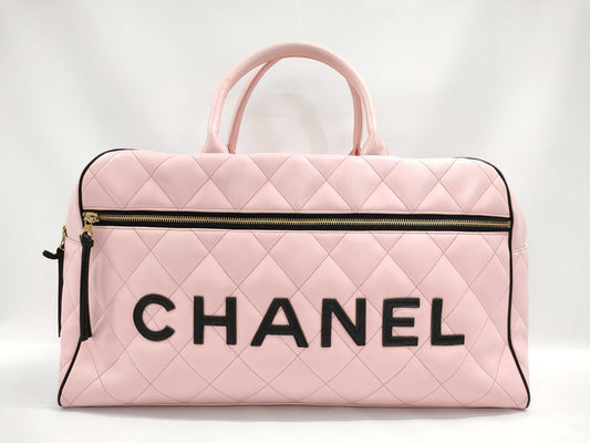 CHANEL Matelasse Boston Bag Pink x Black