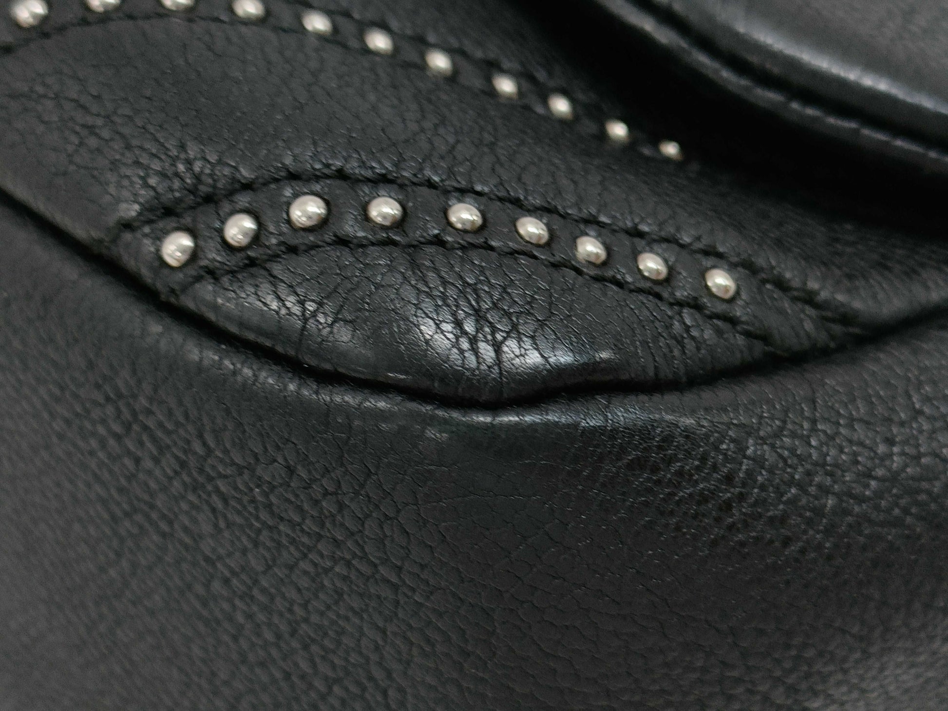 CHANEL Chain Shoulder Bag with Studs, Black, Silver Hardware, 24 Series