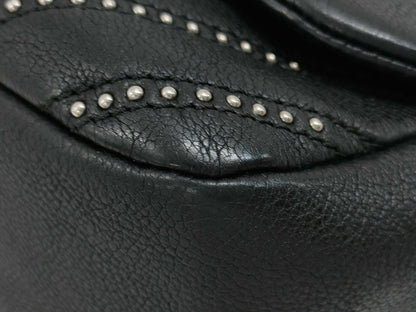 CHANEL Chain Shoulder Bag with Studs, Black, Silver Hardware, 24 Series