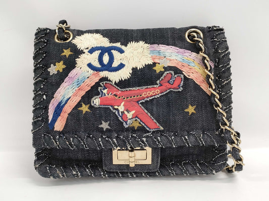 CHANEL Night Flight Indigo Denim Chain Shoulder Bag, 10 Series