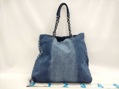 CHANEL Denim Blue Chain Shoulder Tote Bag, No. 27