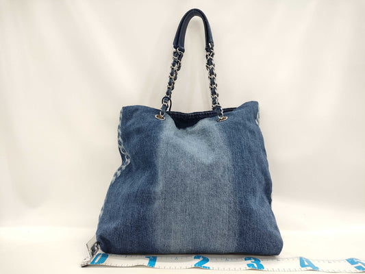 CHANEL Denim Blue Chain Shoulder Tote Bag, No. 27
