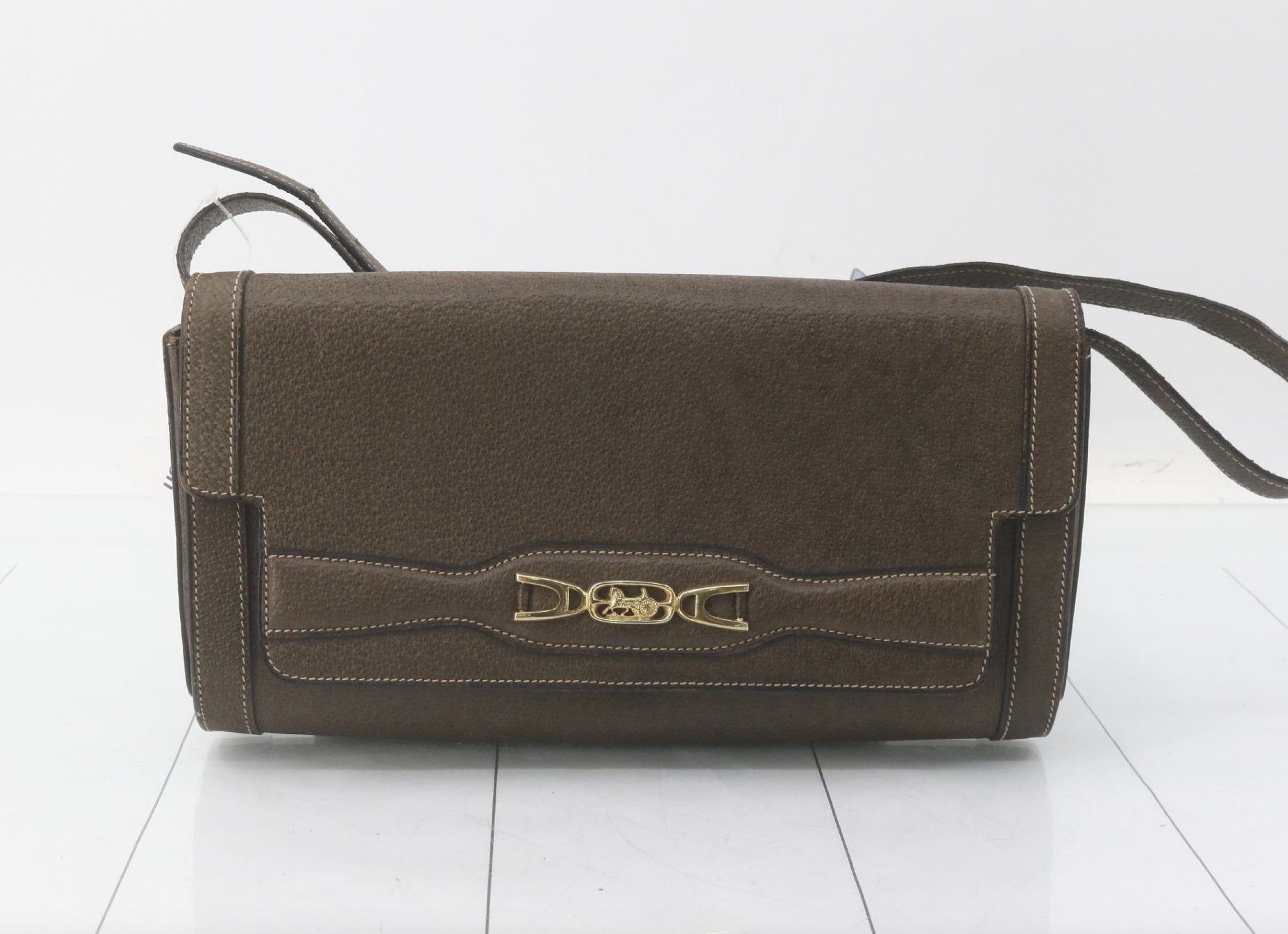 CELINE Vintage Leather Brown Shoulder Bag