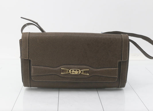 CELINE Vintage Leather Brown Shoulder Bag