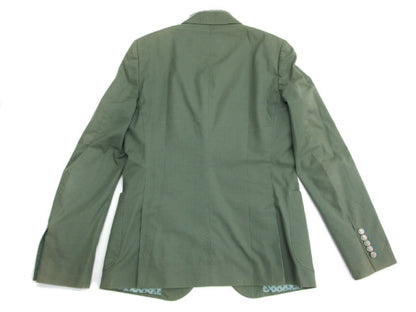 GUCCI Men's Blazer, Tailored Jacket, Cotton with Silk Lining, Khaki Green, Silver Buttons, Size 48