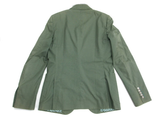 GUCCI Men's Blazer, Tailored Jacket, Cotton with Silk Lining, Khaki Green, Silver Buttons, Size 48