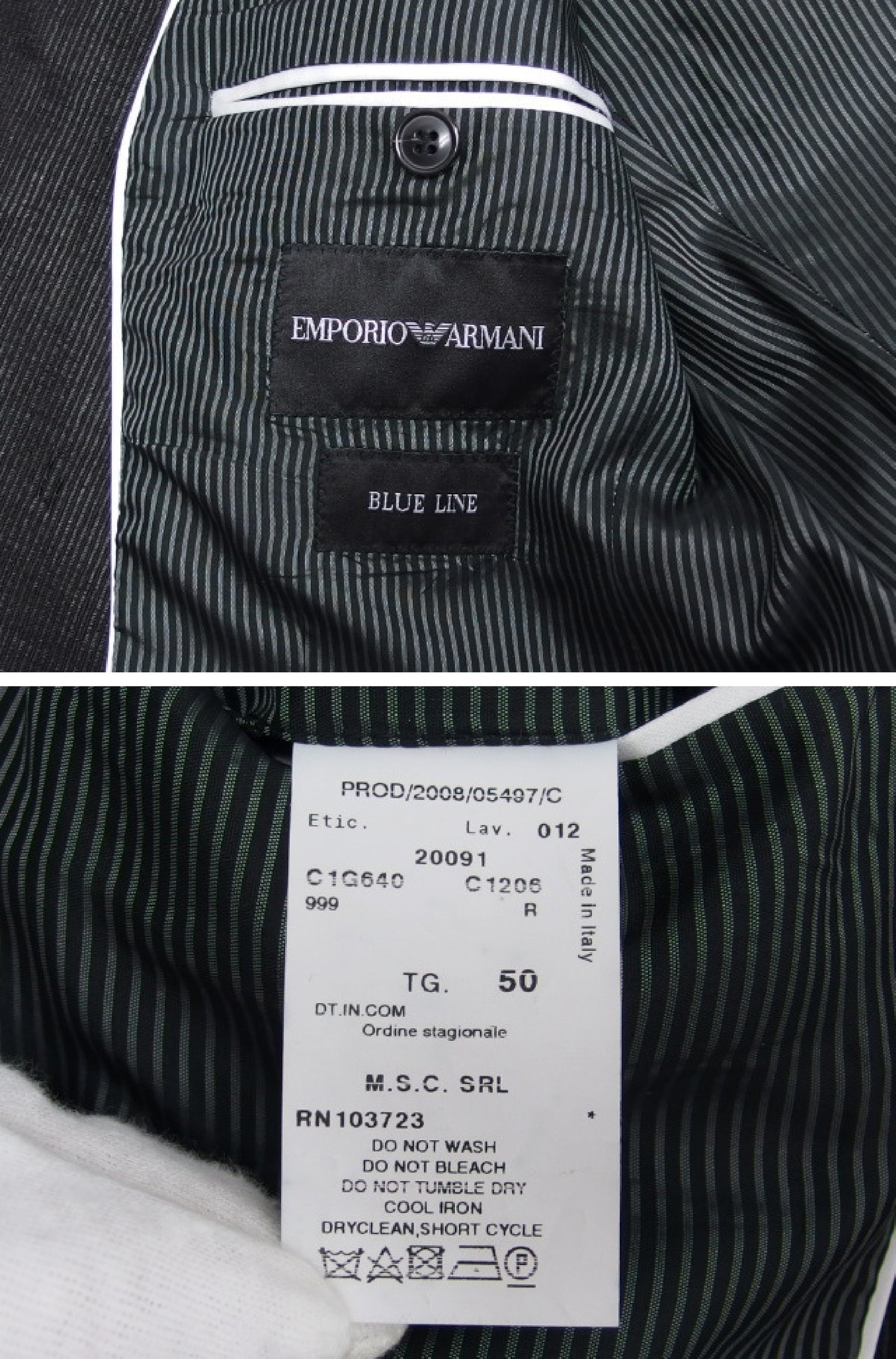 EMPORIO ARMANI EMPORIO ARMANI EMPORIO ARMANI BLUE LINE Tailored Jacket, Linen, Black, Men's, Size 50