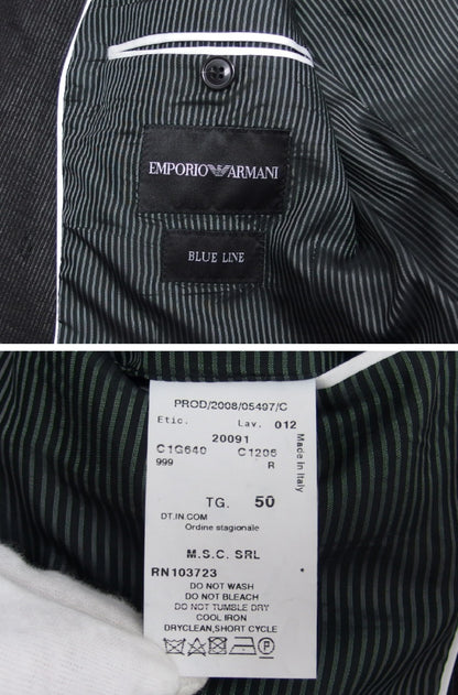 EMPORIO ARMANI EMPORIO ARMANI EMPORIO ARMANI BLUE LINE Tailored Jacket, Linen, Black, Men's, Size 50