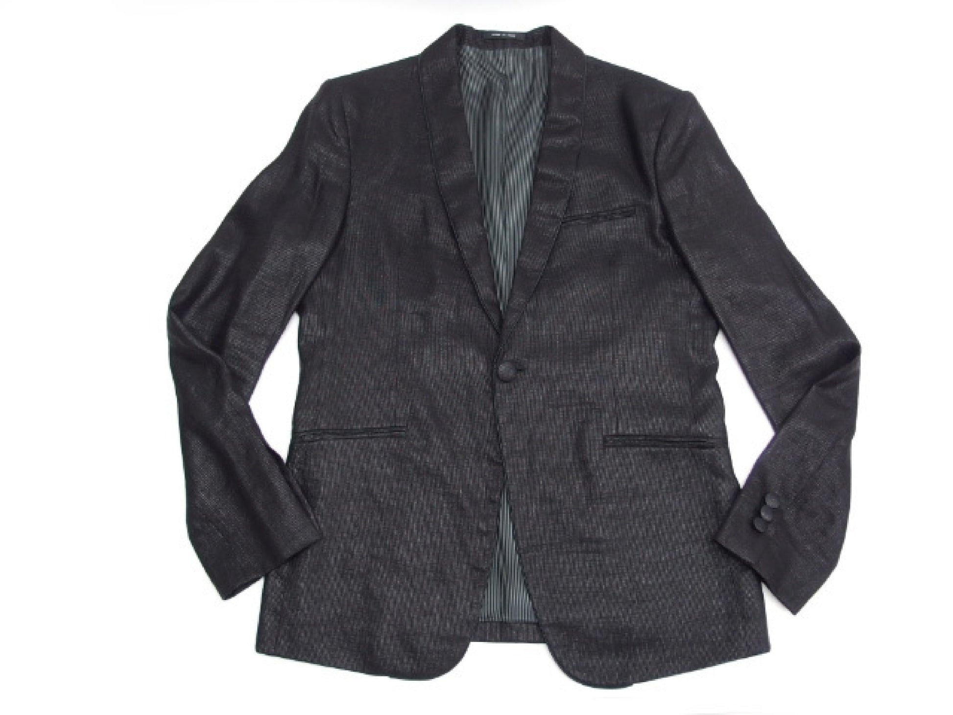 EMPORIO ARMANI EMPORIO ARMANI EMPORIO ARMANI BLUE LINE Tailored Jacket, Linen, Black, Men's, Size 50
