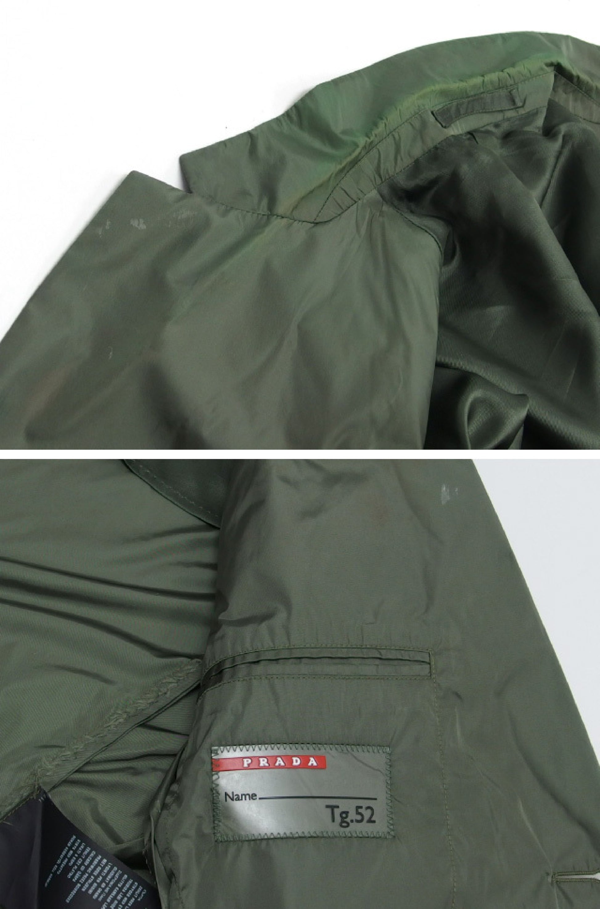 PRADA Prada Nylon Tailored Jacket, Khaki Green, Men's Size 52
