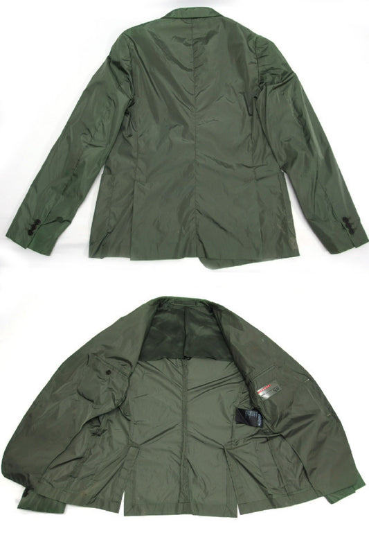 PRADA Prada Nylon Tailored Jacket, Khaki Green, Men's Size 52