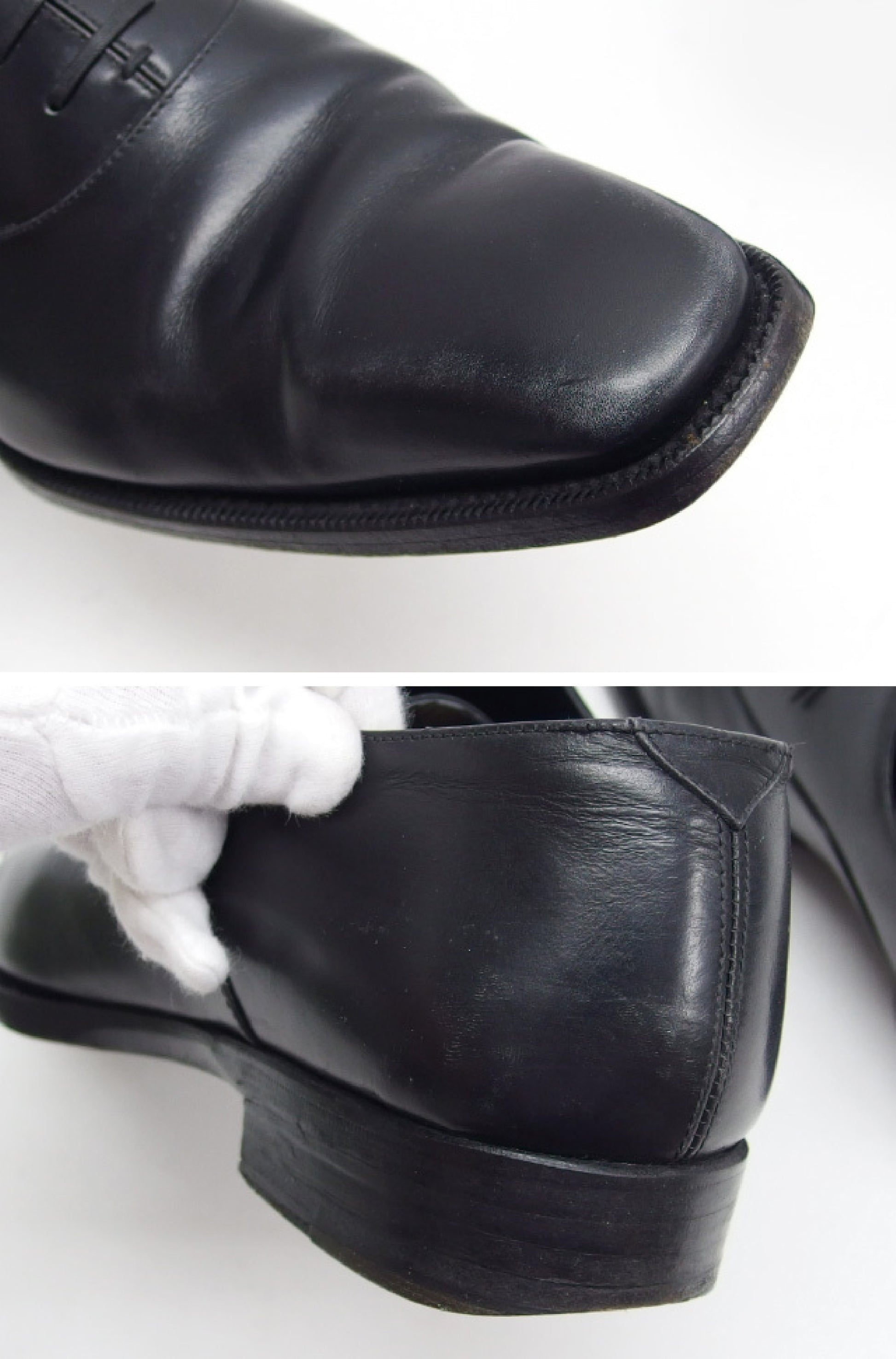 GUCCI Leather Lace-Up Business Shoes Loafers Black Men's Size 42