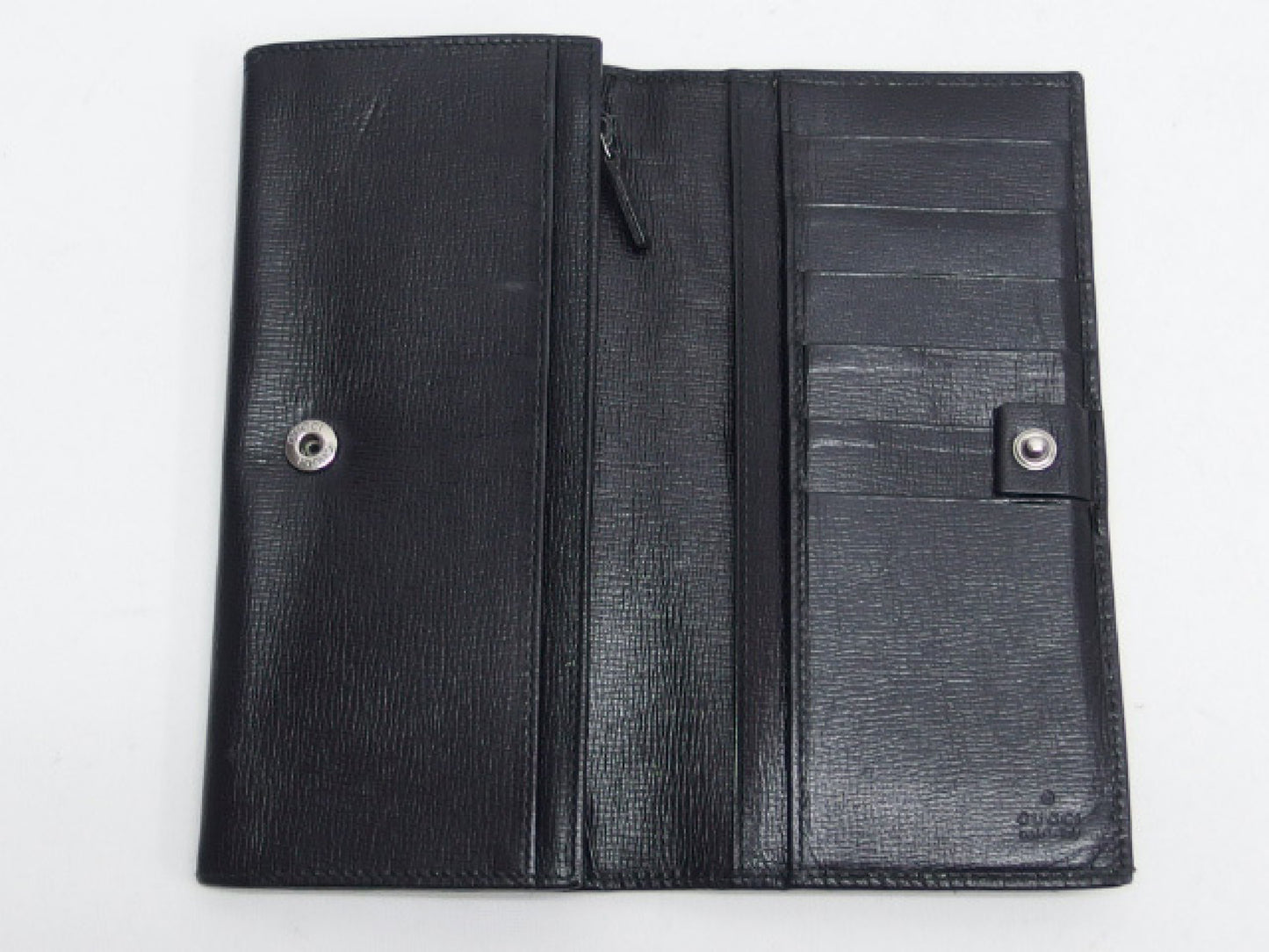 GUCCI Gucci Bifold Long Wallet, Black Leather with Logo Hardware, 123660 Wallet