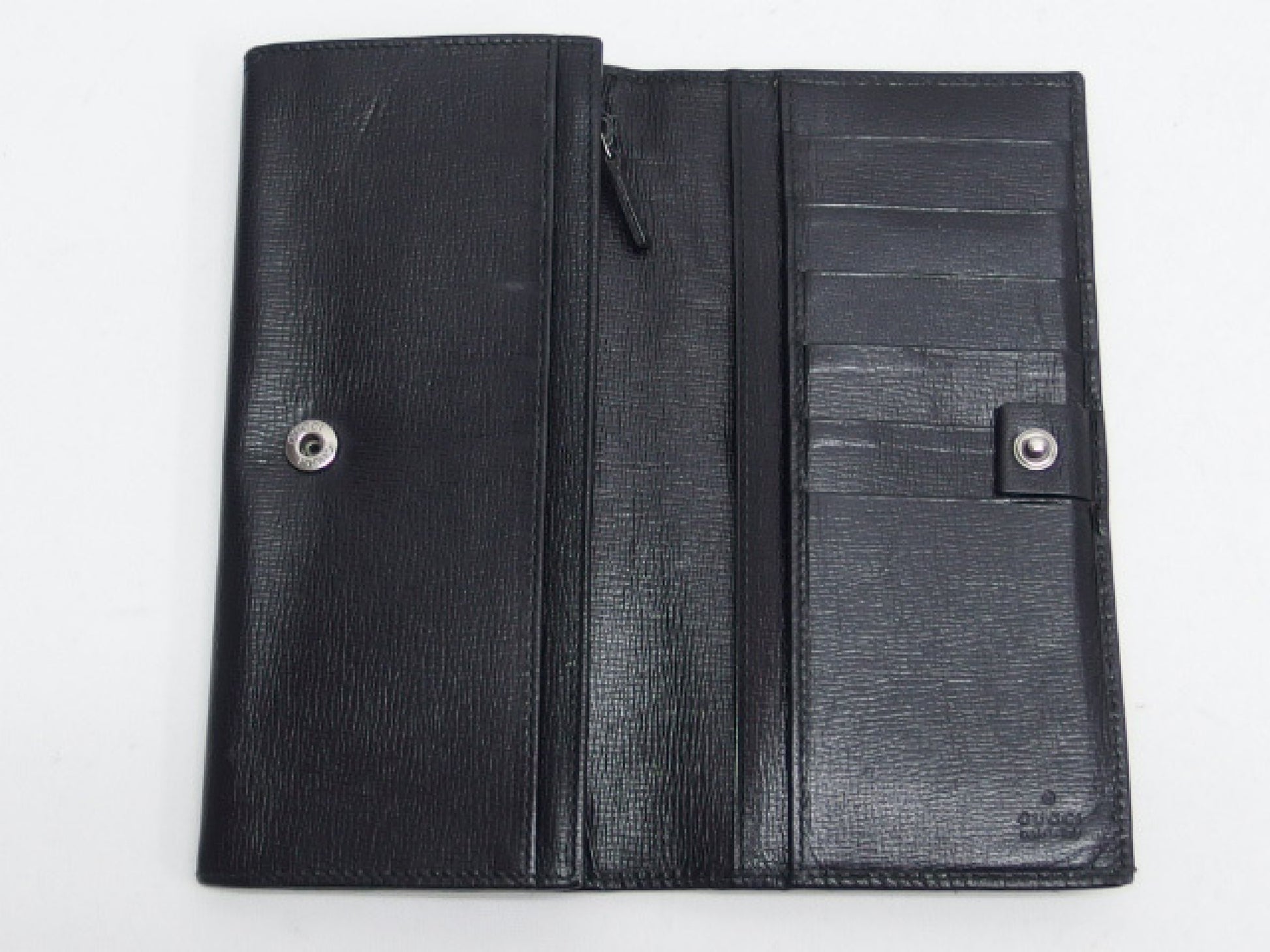 GUCCI Gucci Bifold Long Wallet, Black Leather with Logo Hardware, 123660 Wallet
