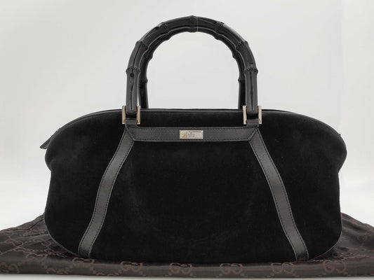 GUCCI Bamboo Velvet Black 002/1084 Handbag
