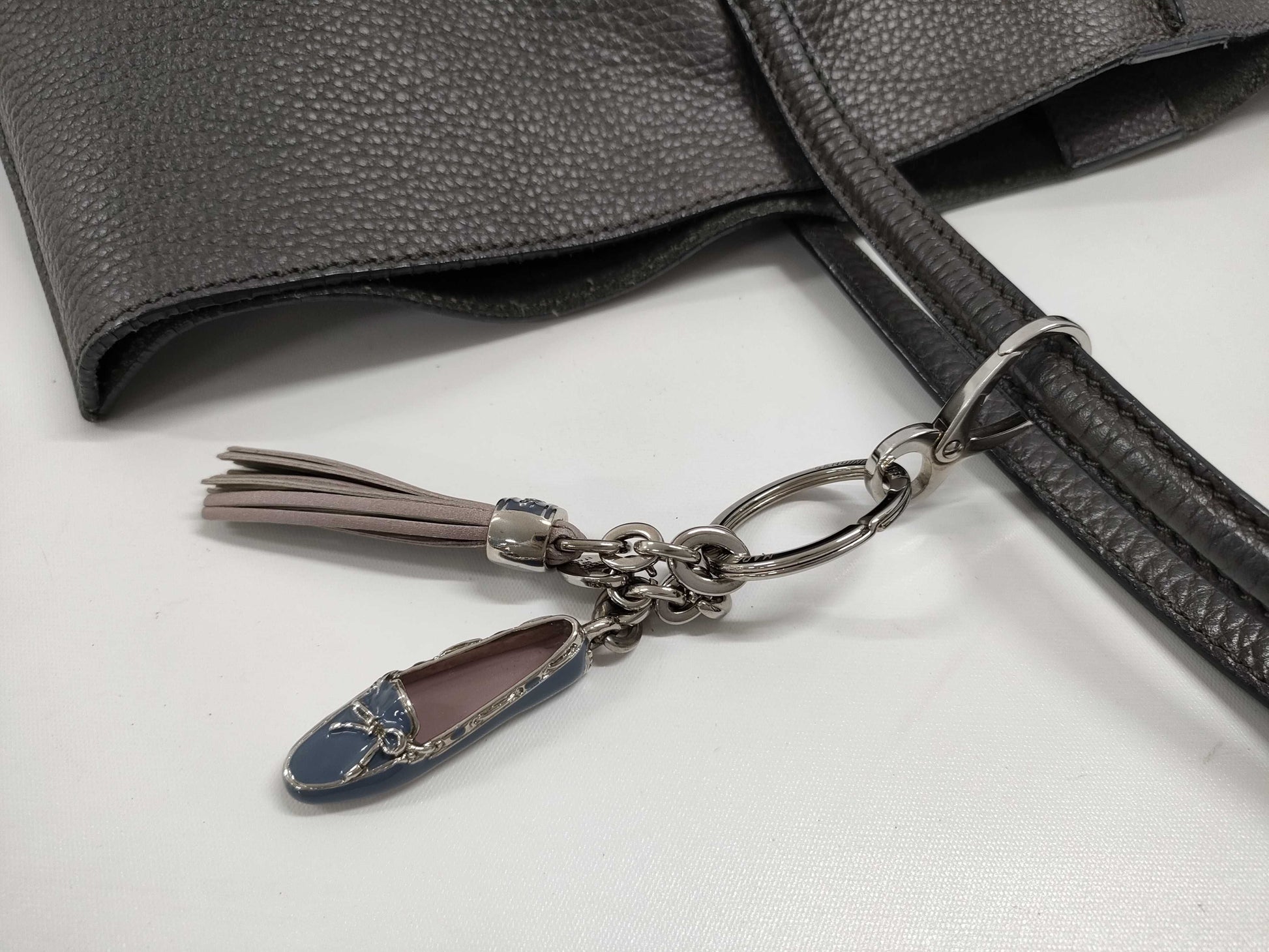 TODS Brown Leather Tote Bag with Charm
