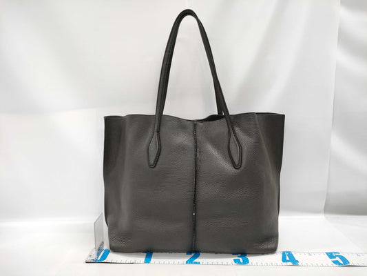 TODS Brown Leather Tote Bag with Charm