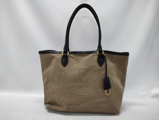 PRADA Canvas Tote Bag Beige Tote Bag