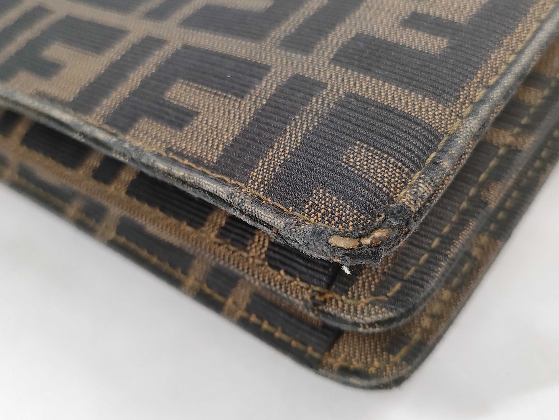 FENDI W-Flap 2-Way Shoulder Bag Zucca Handbag