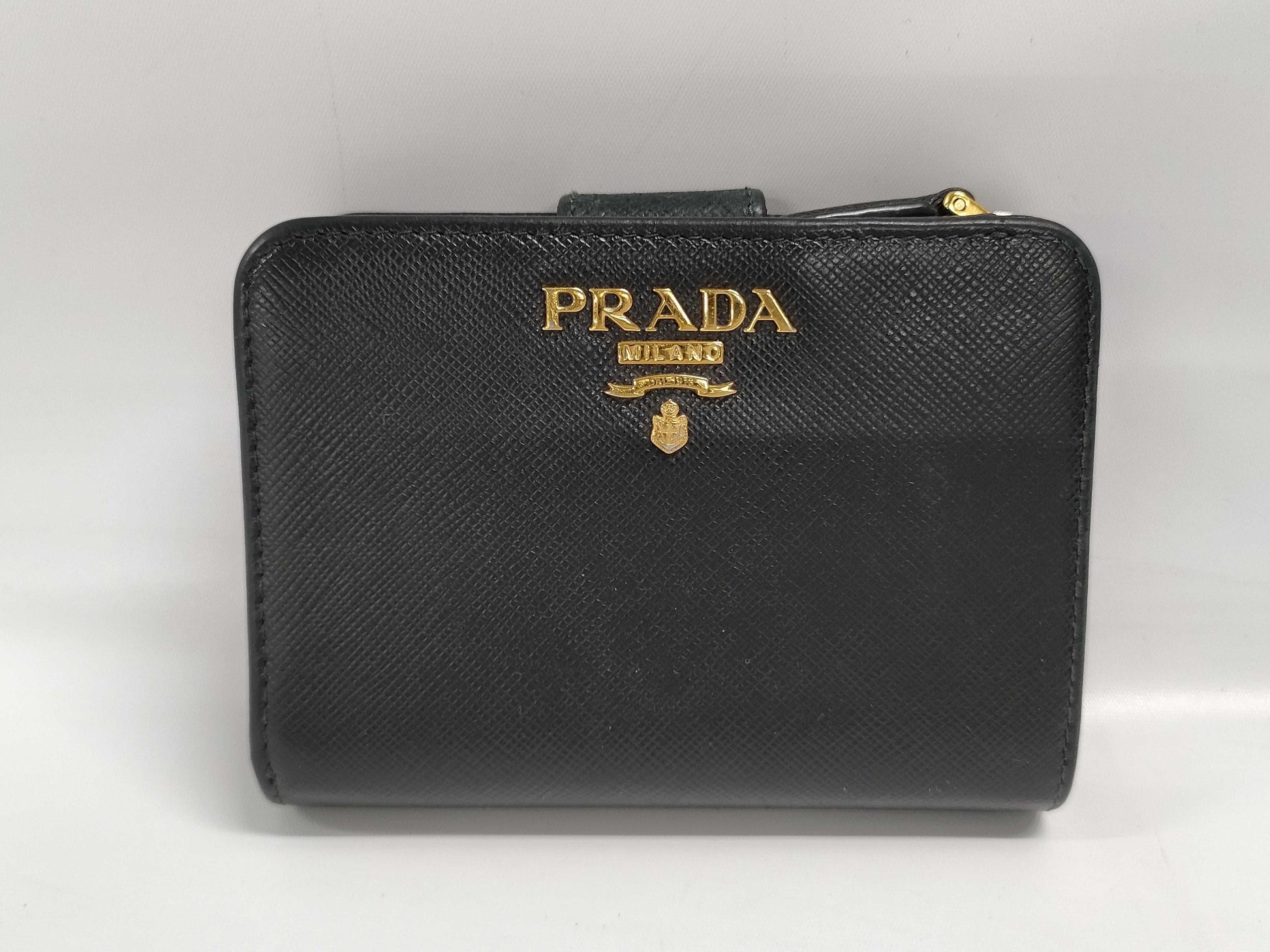 PRADA Black Leather Bifold Wallet