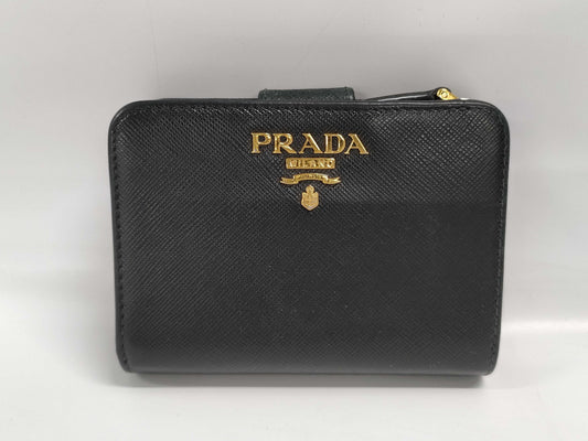 PRADA Black Leather Bifold Wallet
