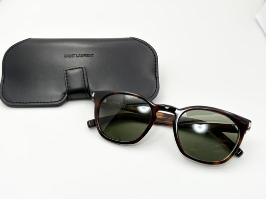 SAINT LAURENT SAINT LAURENT SL28 Classic 49□23-140 Sunglasses Tortoiseshell Brown Leather Case Included Current Model Sunglasses/Eyeglasses