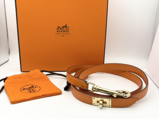 HERMES Kelly Leash, G Stamp, Pet Supplies, Leather, Orange with Gold Hardware, Other Accessories
