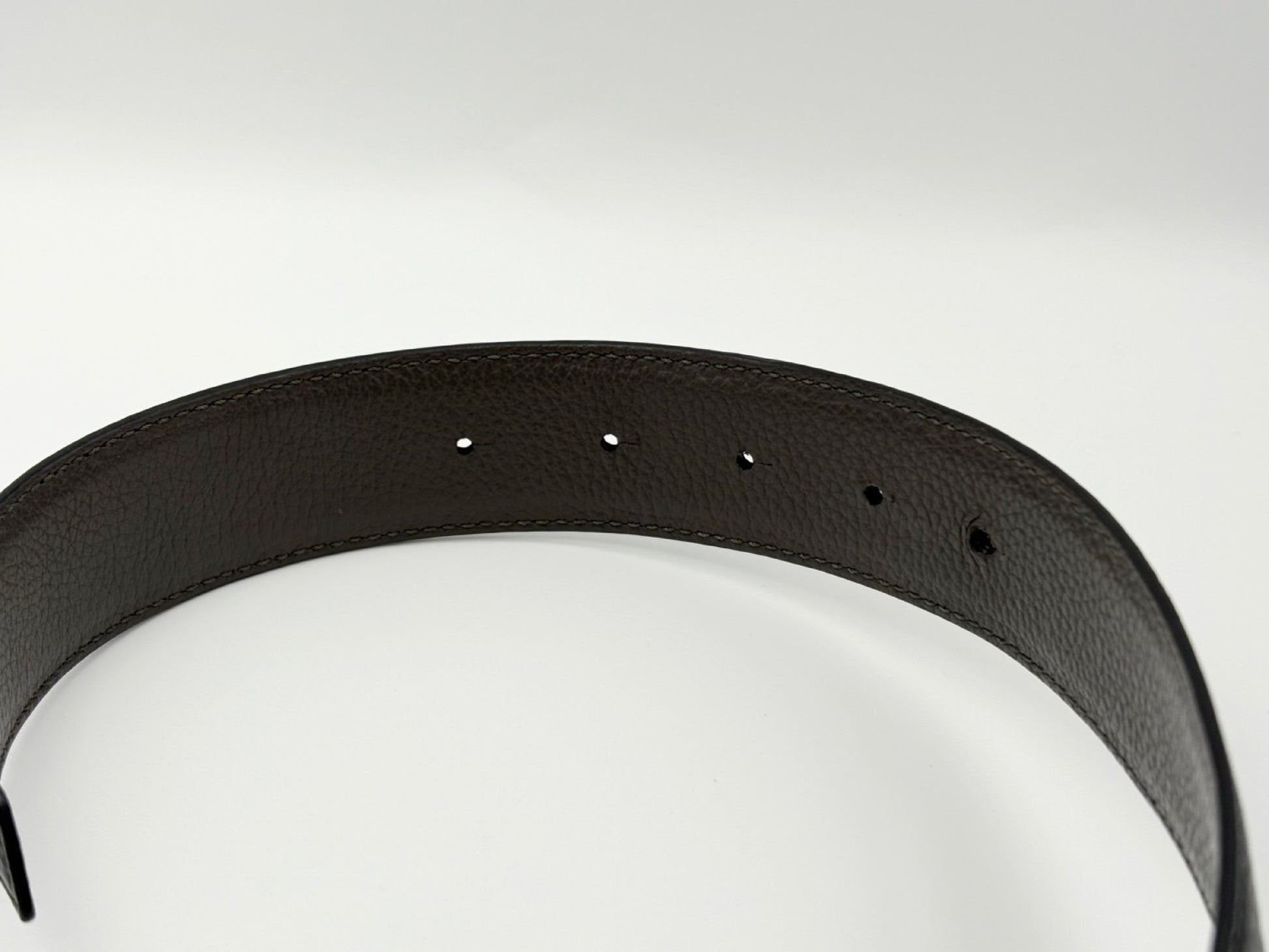 BALENCIAGA BB Logo Reversible Leather Belt, Black and Gray